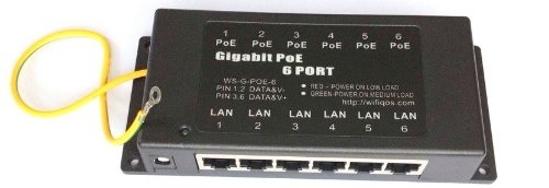 Passive Gigabit PoE Injector/Shielded Panel, 6 port (POE-INJ-6-G