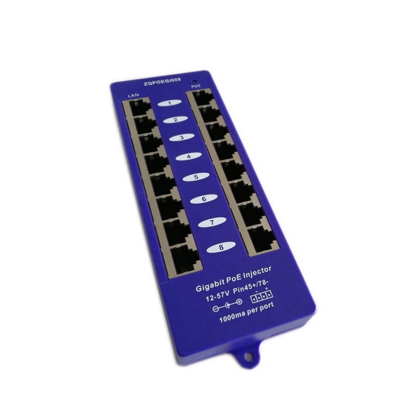 PoE Injector: 8 Ports 5v to 57v Passive 10/100 Ethernet